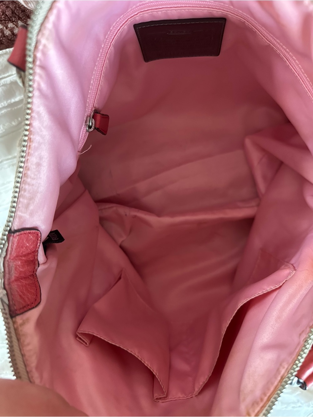 Coach Tan Poppy Signature Tote with Pink Leather Handles & Coach Daisy Keychain - Picture 13 of 13